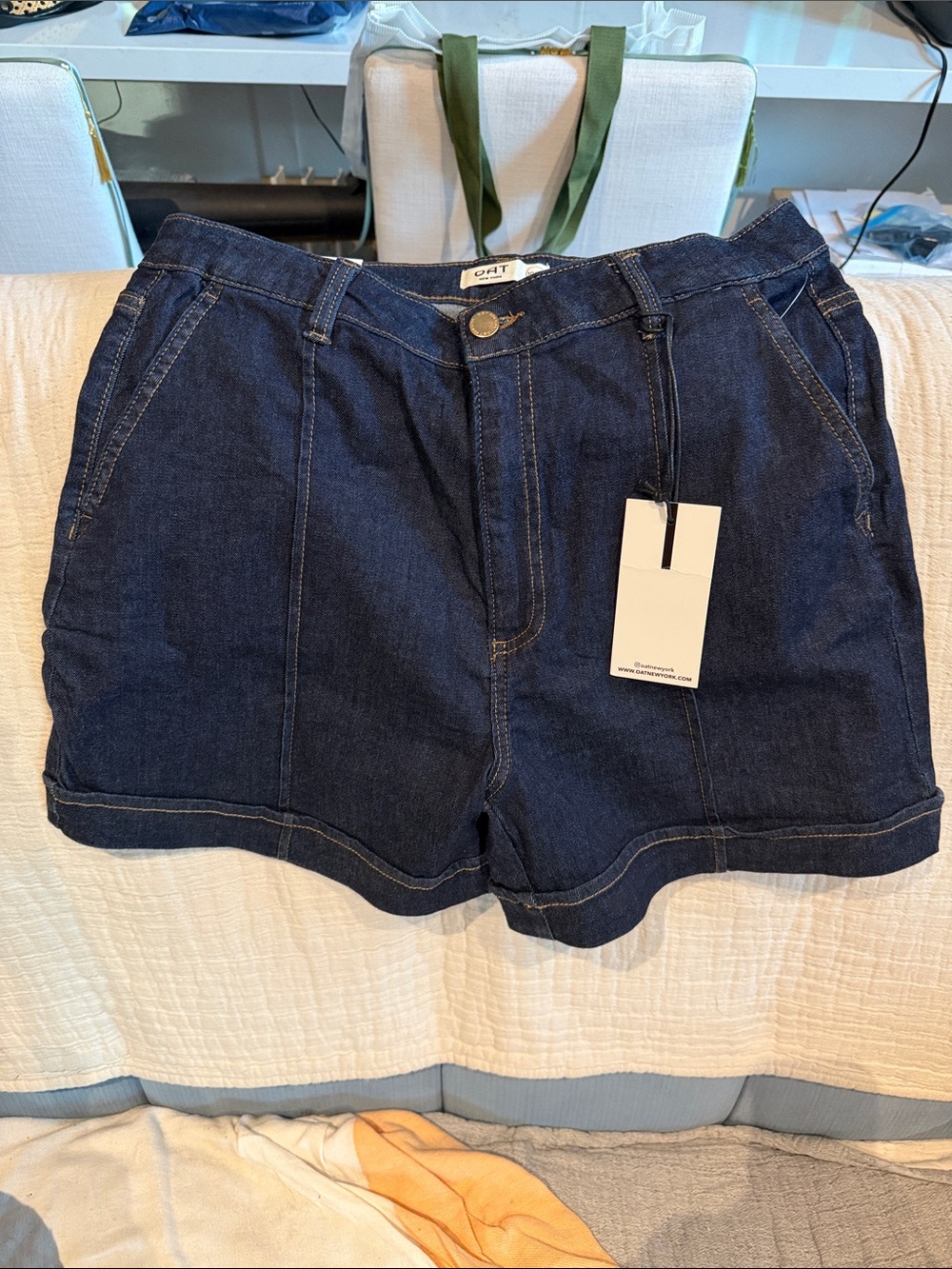 NWT Dark Blue Denim Women’s Jean Shorts cuffed size 10/30 by Oat New York